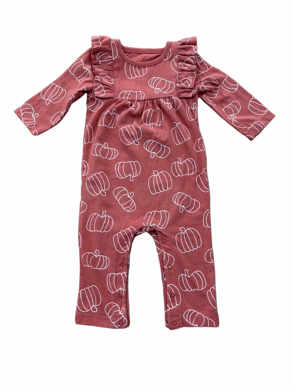Cat & Jack Size 3-6 Months Neutral Terracotta Pumpkin Fall Jumpsuit Romper